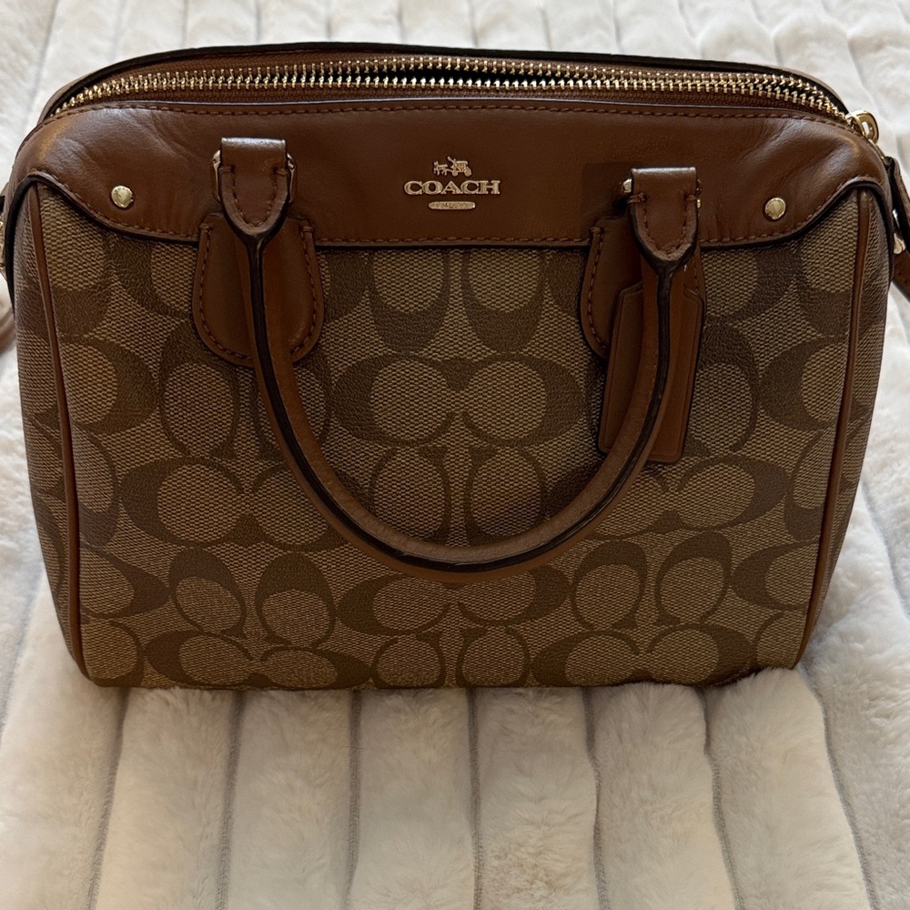 Coach Tan and Brown Signature Satchel
